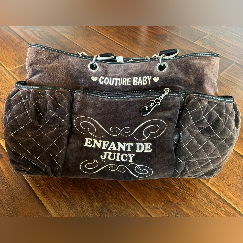 Juicy Couture velour Diaper bag with changing mat
